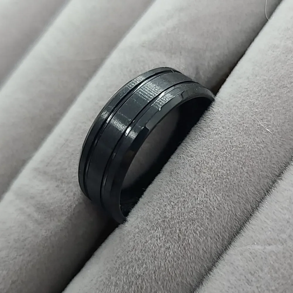 Matte Black Tungsten Ring 8mm Grooved Wedding Band Sizes 8 9 10 Unisex Casual
